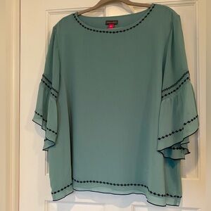 Vince Camuto- blue embroidered blouse